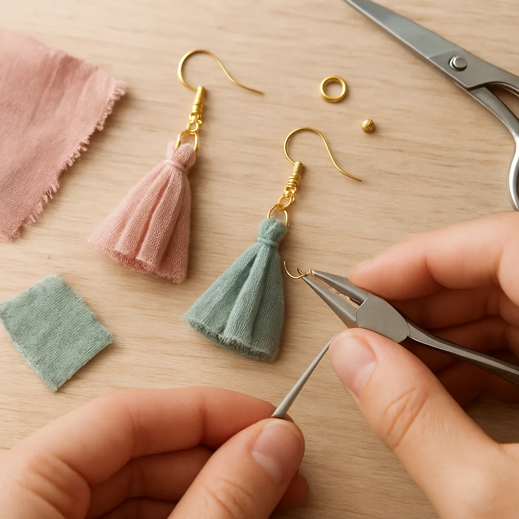 DIY Earrings Using Fabric Tassels