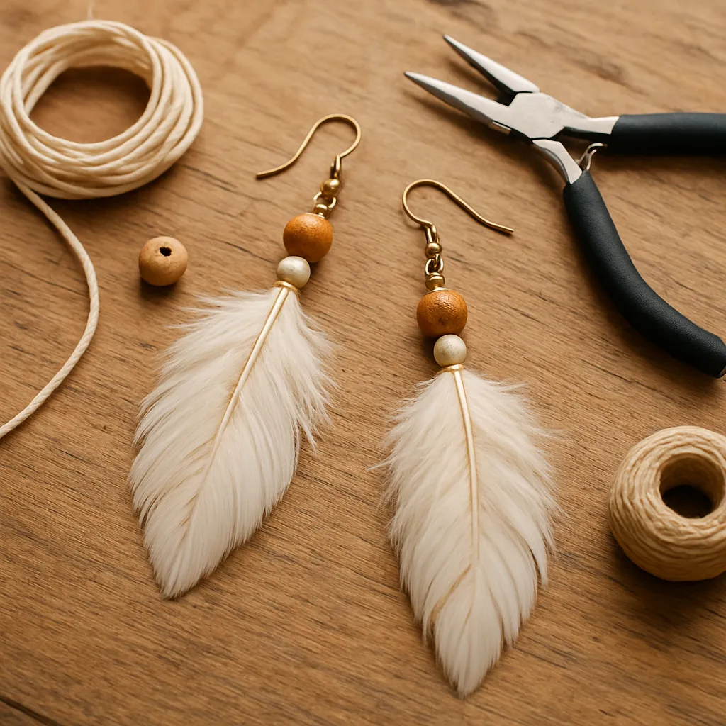 DIY Boho Feather Earrings