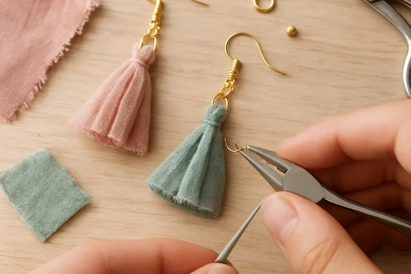 DIY Earrings Using Fabric Tassels