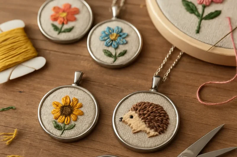 DIY Embroidered Pendants