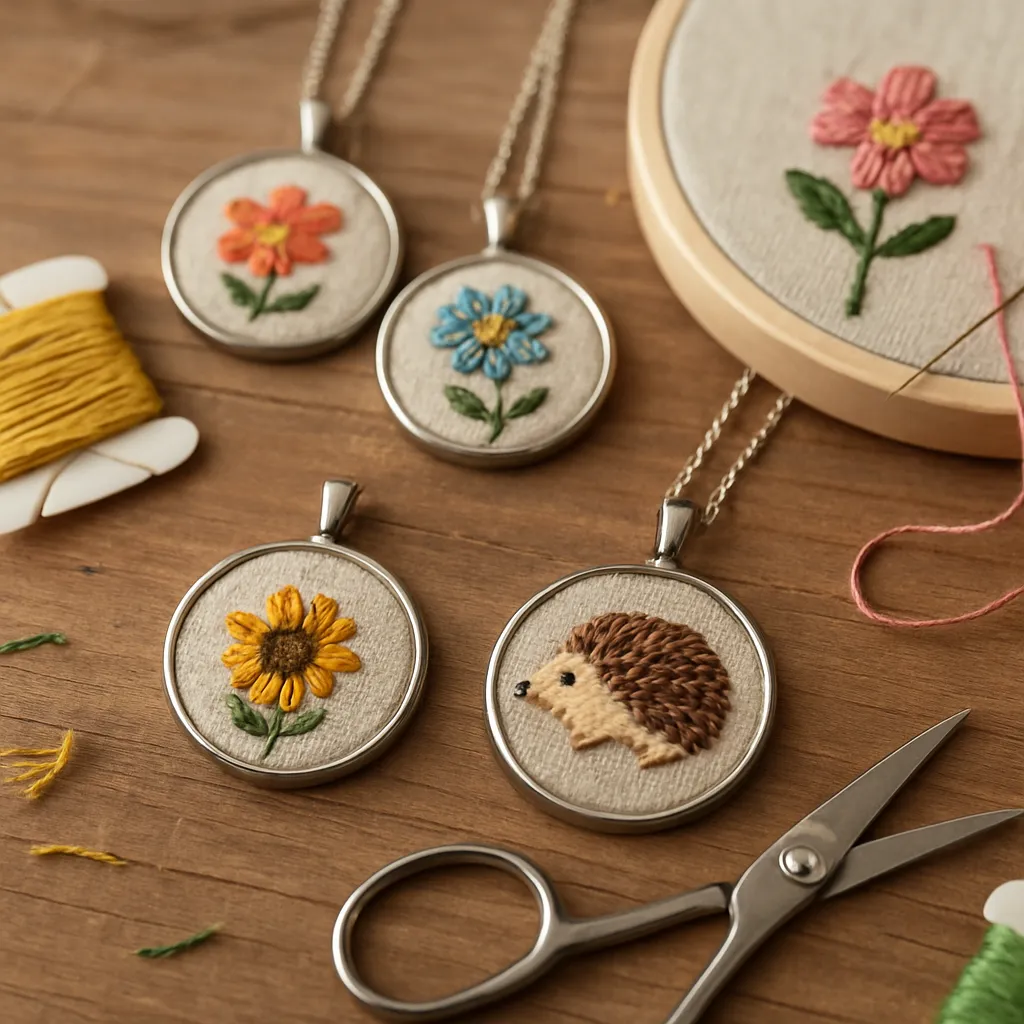 DIY Embroidered Pendants