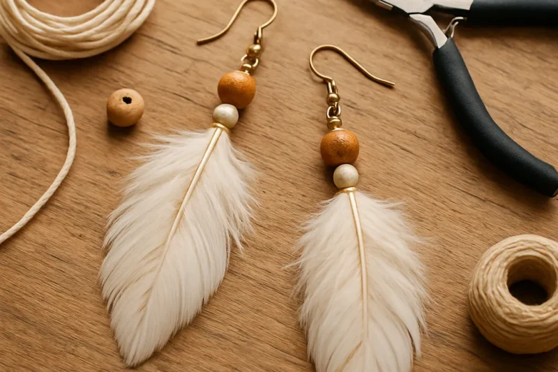 DIY Boho Feather Earrings